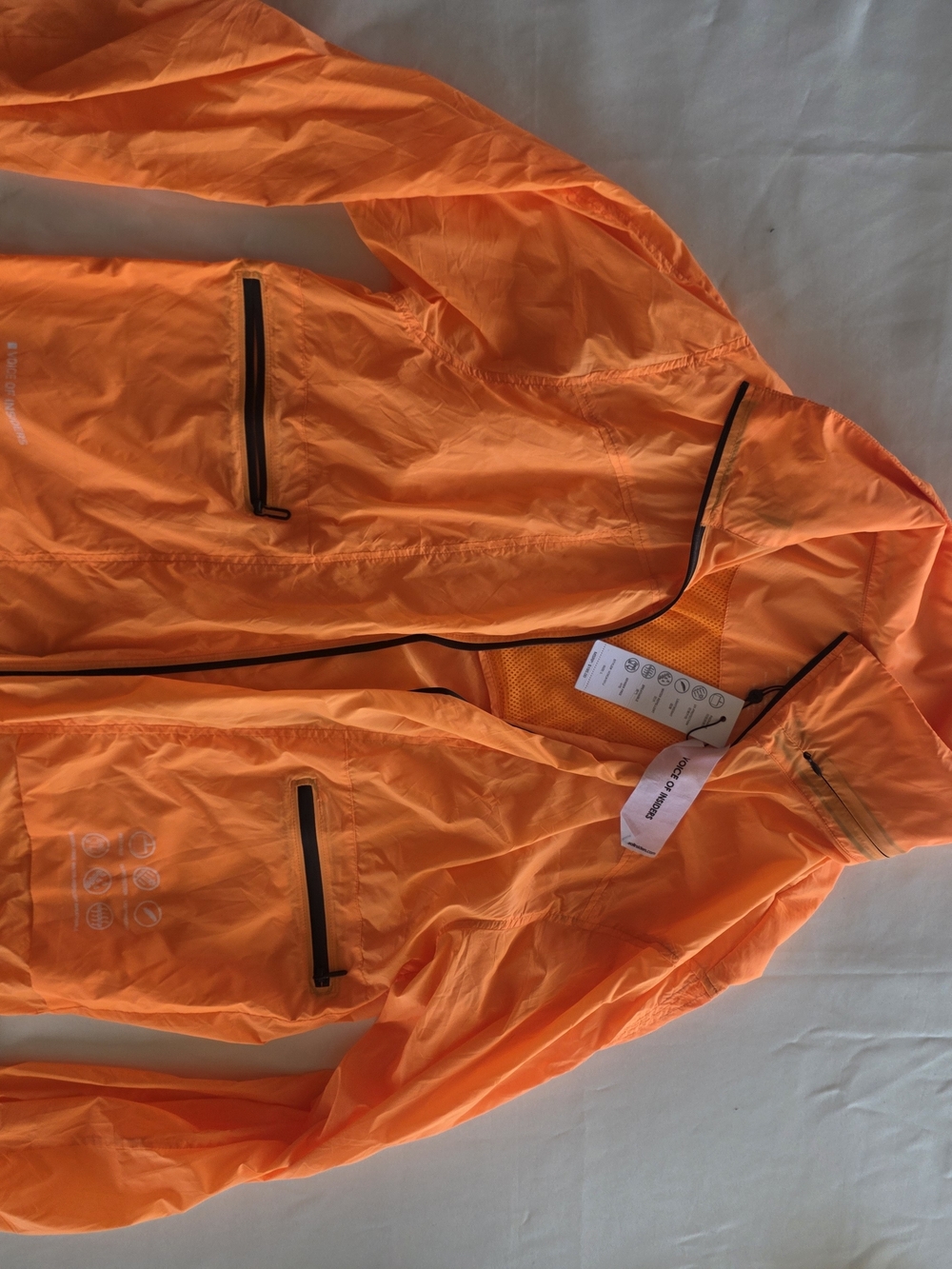 NWT Unisex Bright Orange Lightweight Windbreaker Jacket Voice Of Insiders